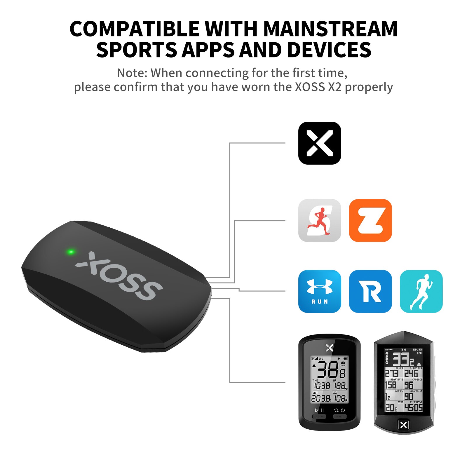 XOSS X2 Chest Strap Heart Rate - Breath Rate Monitor recension och pris